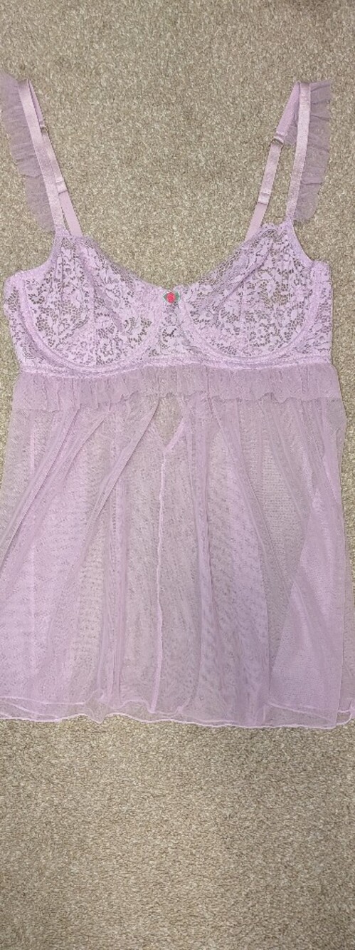 Adore Me Lace & Mesh Chemise in Light Lavender